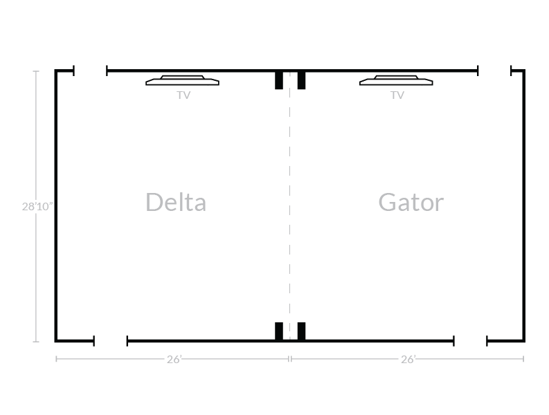 Delta Room and Gator Room Venue Layout